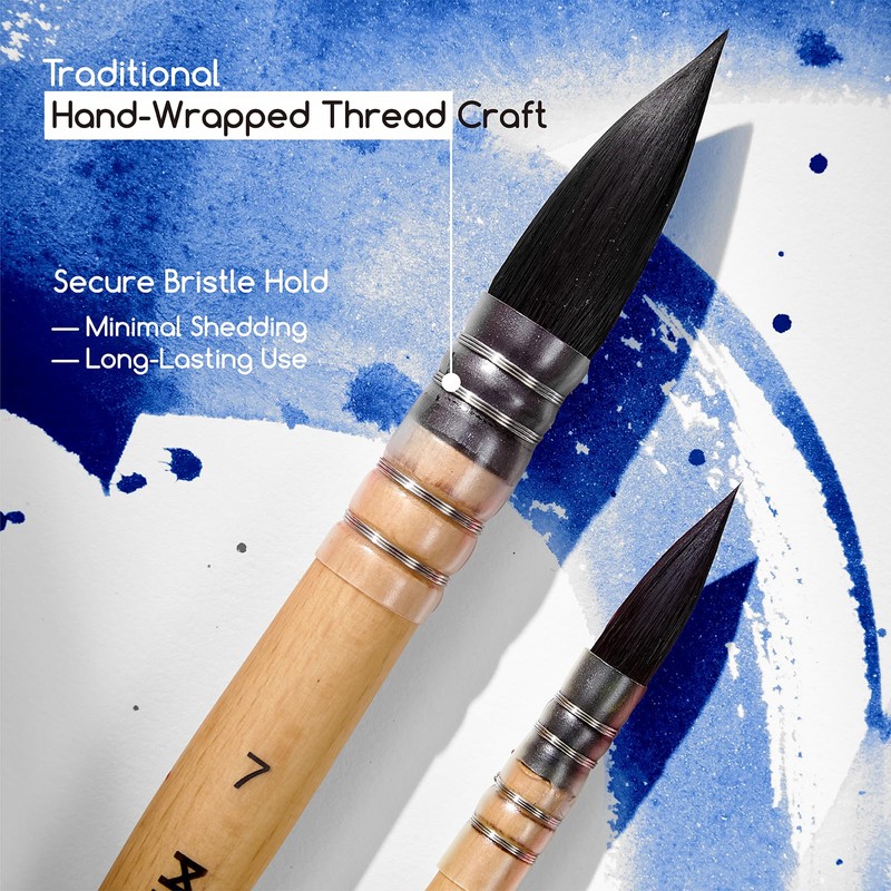 MEEDEN Watercolor Brushes Professional - 9 Pack Synthetic Squirrel Hair