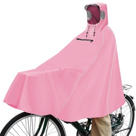 Andake Raincoat, Rain Poncho, Bicycle Raincoat, Windproof, Waterproof, Unisex, Heavy Rain Protection, Transparent Hood, Backpack, Lightweight, Foldable, light pink, 1