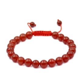 AD Beads Natural 8mm Gemstone Bracelets Healing Power Crystal Macrame Adjustable 7-9 Inch (Red Agate)