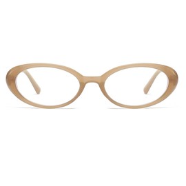 JOVAKIT Oval Blue Light Blocking Glasses for Women Men Vintage Fashion Small 90s Retro Oval Frame Style Eyeglasses (Brown)