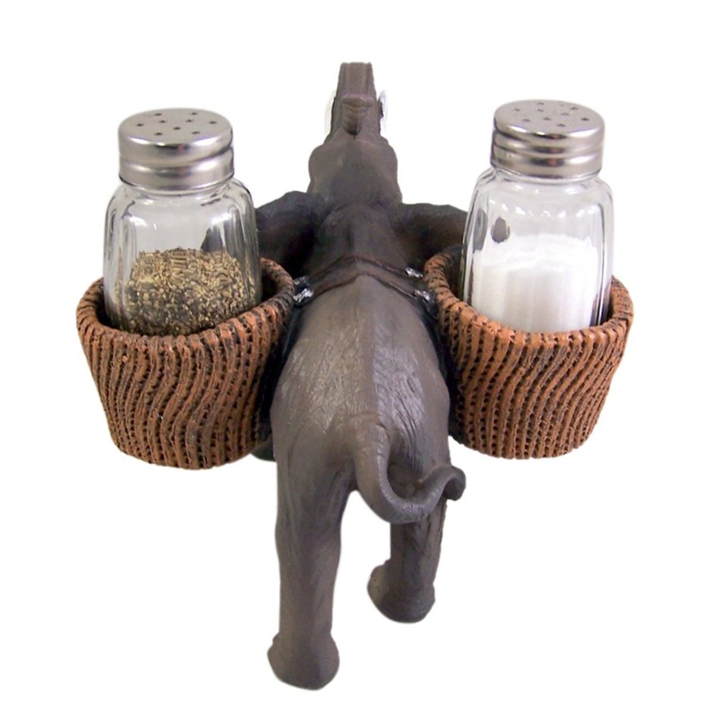 Spice Carrying Elephant Salt and Pepper Shaker Holder 4 3/4
