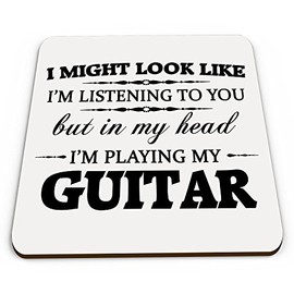 in My Head I'm Playing My Guitar Novelty Gift Coaster