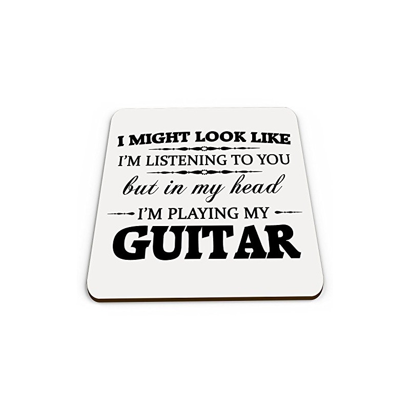 in My Head I'm Playing My Guitar Novelty Gift Coaster