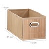 Relaxdays Storage Basket Bamboo Rectangular Foldable Shelf Basket Narrow H