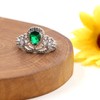 Uloveido Green Cubic Zirconia Crown Teardrop CZ Ring - Elegant
