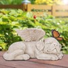 WONDER GARDEN Sleeping Dog Angel Statue with Solar Light -
