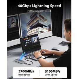 ORICO 40Gbps M.2 NVMe SSD Enclosure with Cooling Fan, Tool-Free Installation Aluminum Crystal NVMe Case, Support 2280 M2 Solid State Drive, Compatible with Thunderbolt 3/4 USB4/3.2/3.1/3.0