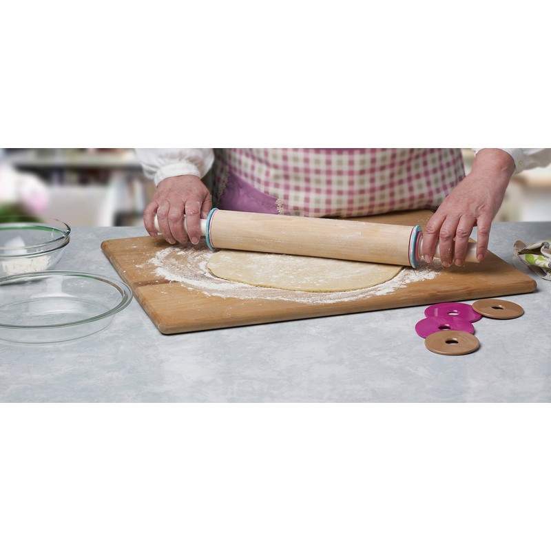 Bakelicious Adjustable Rolling Pin, Wood and Nylon, 12-Inch Barrel