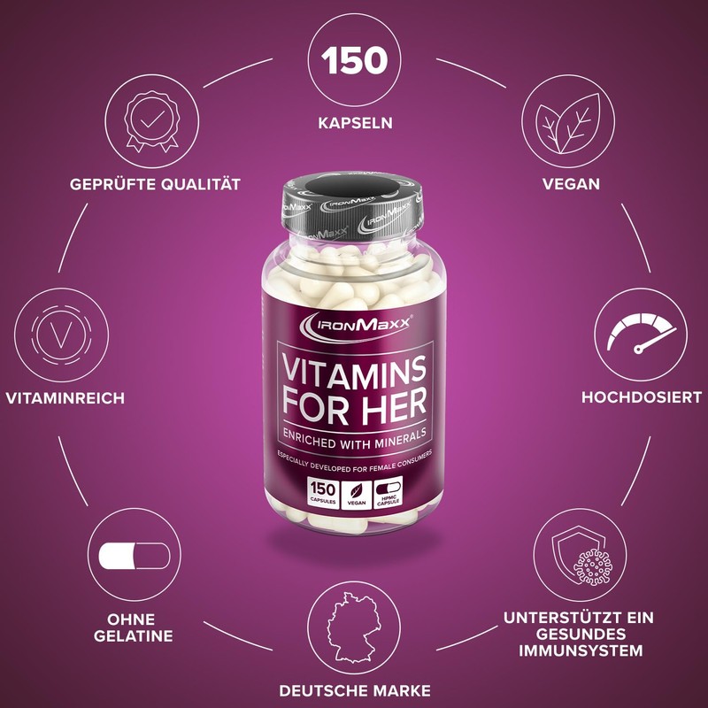 IronMaxx Vitamins for Her - 150 Kapseln | Optimale Mischung
