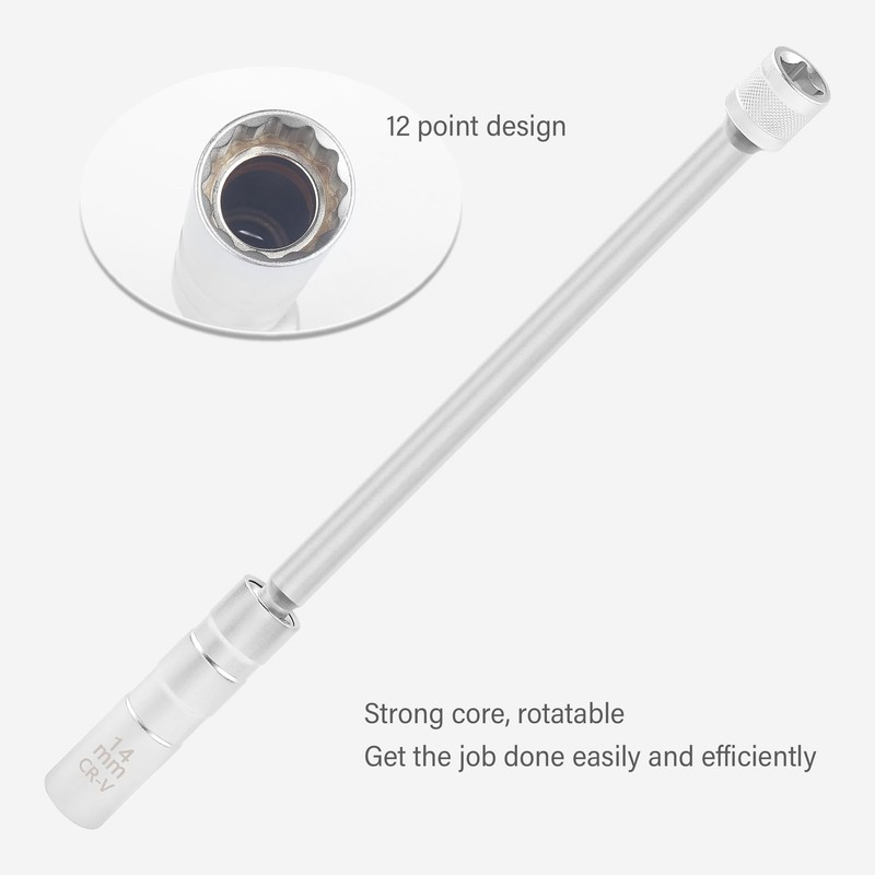 GTLM Extended Magnetic Spark Plug Wrench, 35 cm Long, 360