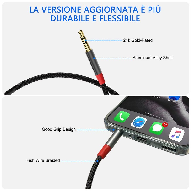 ANYPLUS Aux cable, 3 m, 3 5 jack to 3
