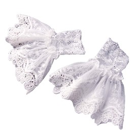 ZEKANXX Female Sweater Fake Sleeves Hollow Crochet Lace Horn Cuffs Wrist Warmers