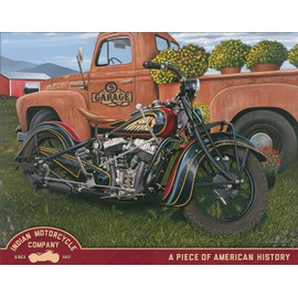 Desperate Enterprises Jacobs Indian Motorcycle Company - Indian Summer Tin Sign, 16" W x 12.5" H