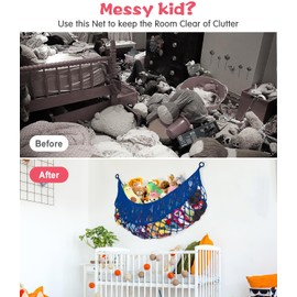 PrimZooty Stuffed Animal Hammock - Extra Large 56'' Long, Stuffed Animal Storage, stuffed animal Holder net, Toy Hammock Large, Toy Storage Hanging Organizer - Sapphire blue