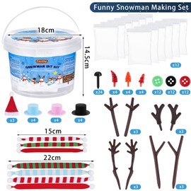 Fovths 12 Pack Christmas Snowman DIY Kit Build Snowman Modeling Clay Toys Snowman Craft Decorating Kit Xmas Air Dry Clay Toy for Christmas Winter Decorations