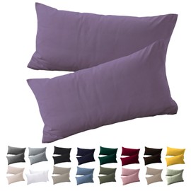 Soifox Cushion Cover 40 x 80 cm, Set of 2 - Pillowcase 40 x 80 cm, Purple, 100% Microfibre, Non-Iron and Wrinkle Free with Zip