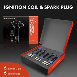 A-Premium (Blue) Set of 6 Ignition Coil Pack and Iridium Spark Plugs Compatible with Honda Accord 2008-2012 Crosstour Odyssey & Acura RL TL TSX 3.5L 3.7L