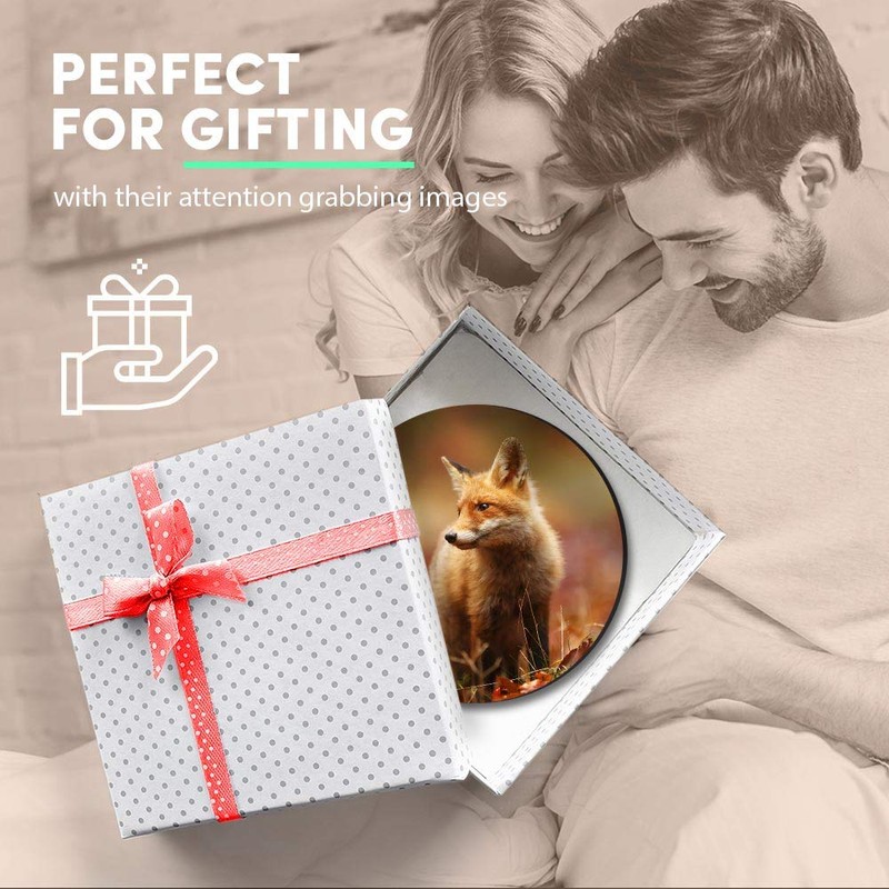 1 x Round MDF Magnet - Cute Ginger Fox Autumn