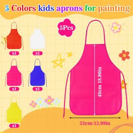 PLULON 5 Pcs Kids Aprons for Painting, Painting Apron Bulk for Kids Art Smocks Children Fabric Art Aprons for Art Painting Crafts Home Kitchen Classroom Party and Activity