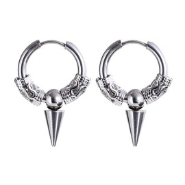 Clyhon Hoop Earrings, Medical Stainless Steel, Vintage Perforated Cartilage Jewellery, Hoop Earrings, Suitable Retro Huggie Hoop for Men and Women, Punk Hip Hop Earrings, Hypoallergenic, Silver