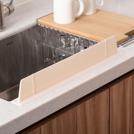 FLT Aqua Silicone Sink Splash Guard-Water Splash Gaurd for Kitchen, Island and Bathroom- 20 inch wide-No Suction Cup (Made in Korea) (Ivory)