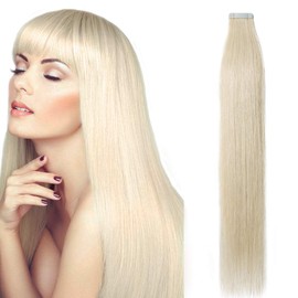 22" Tape in Hair Extensions Human Hair [2.5g*20pcs] #60 Platinum Blonde (50g)