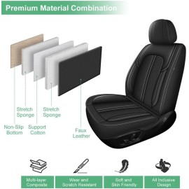 Unbranded Full Set Cushion Pad For Toyota RAV4 2013-2018 Car Faux Leather 5-Seat Covers