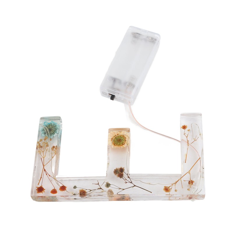 Floral Resin Letter Light Dry Flower and Alphabet Shape LED
