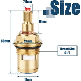 2PCS Bestgle Tap Valves Replacement Brass Ceramic Disc Cartridge - Hot & Cold Faucet Valve for Kitchen and Bathroom - 1/2" Quarter Turn G1/2" Thread