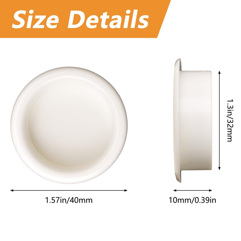 MOROBOR 4 Pack Closet Door Finger Pull, Plastic Round Sliding