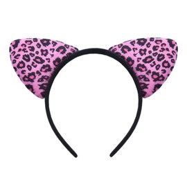 Pink Leopard Ears Headband Cosplay Accessories Kawaii Cat Ear Headband Hairband for Women Girls Animal Leopard Print Headband Hair Band for Women Cosplay Headbands for Women Cat Ear Hair Head Band