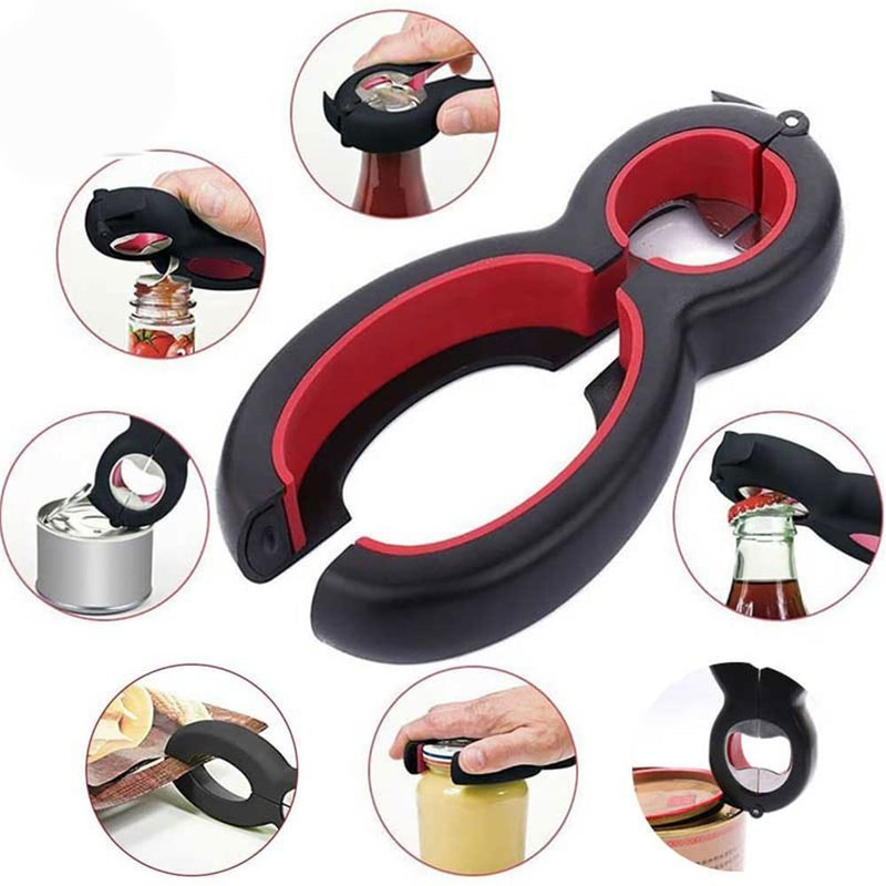 Can Opener, Stainless Steel 6 in 1 Kitchen Jar Opener