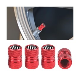 Zpana Ameican Flag Car Tire Valve Stem Caps, 4PCS Aluminum Alloy Vehicle Wheel Valve Protection Cover, Patriotic Auto Tyre Air Protector, Universal for Truck, Bicycle, Motorcycle (Red/Black)
