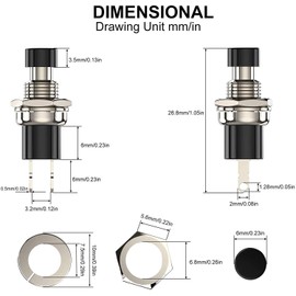 RUNCCI-YUN 30 Pieces 7 mm Black Mini Round Momentary Push Button, SPST ON-OFF AC 250 V/1 A, 2 Pin for Model Railway Hobby