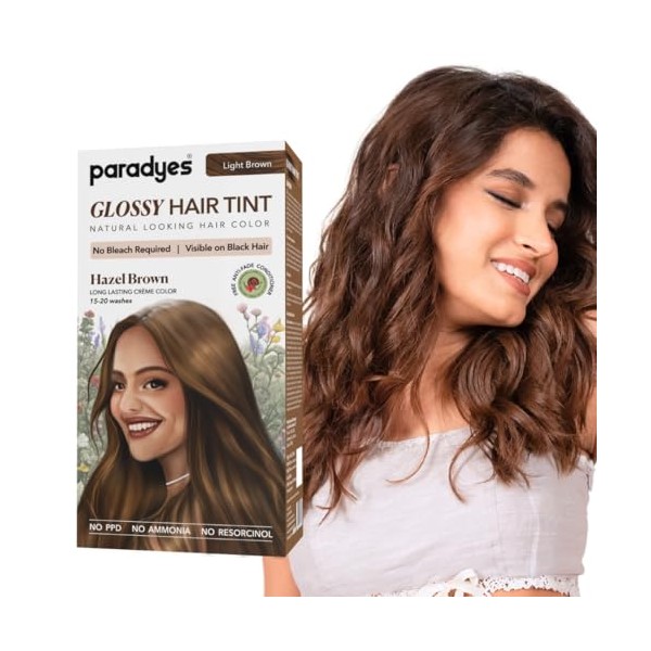 Paradyes No Bleach Hazel Brown Glossy Hair Tint, Ammonia-Free Formula