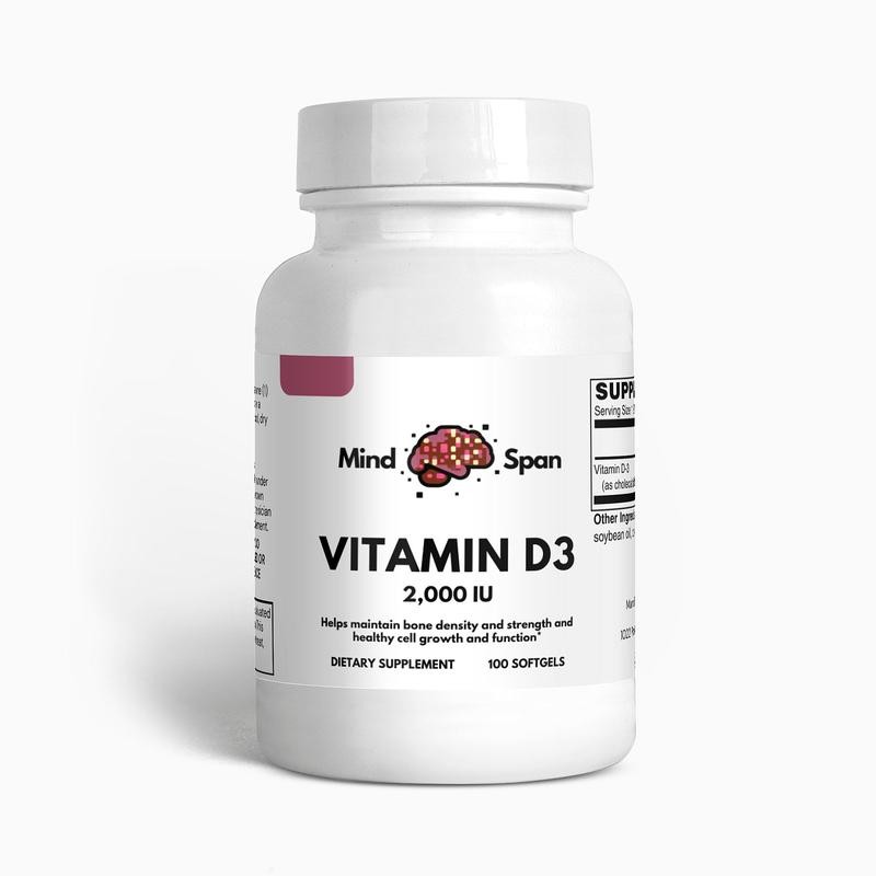 Vitamin D3 - 2000 IU Softgel Dietary Supplement MindSpan