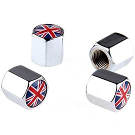 4x Caps Valve Cover Valve Caps Car Motorcycle Valve VALVE CAP Flag English Metal