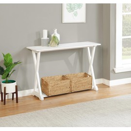 eHemco Extra Large Woven Hyacinth Wicker Storage Baskets with Iron Wire Frame, 16.1"x12.6"x9.5", Natural, Set of 2