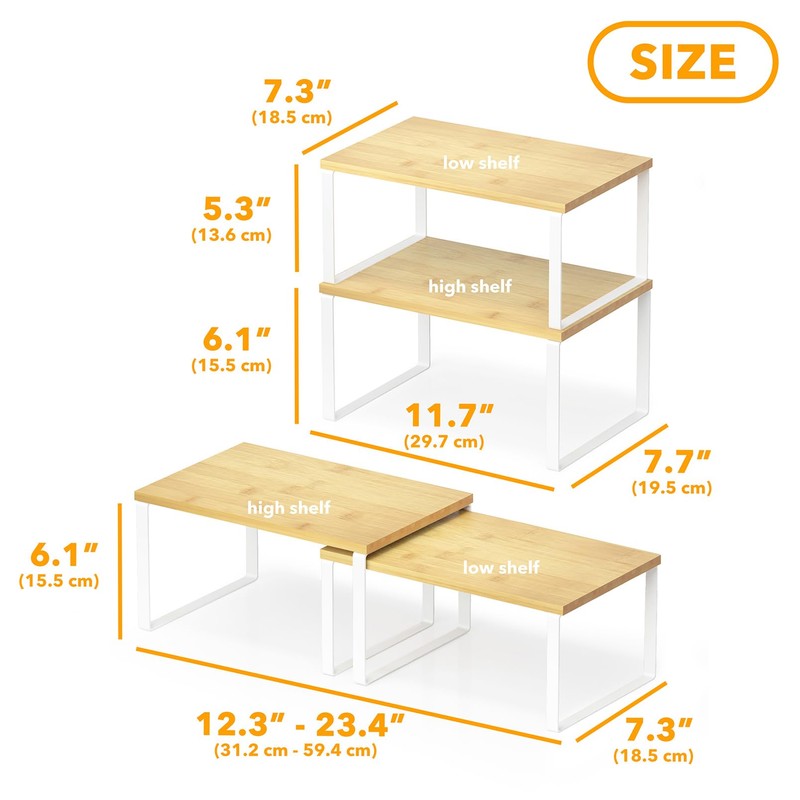 SpaceAid Cabinet Shelf Organizers 2 Pack, Kitchen Counter Rack Shelves