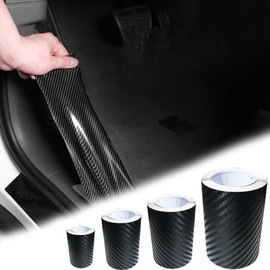 Carbon Fibre Vinyl Wrap, 4 Rolls 3D Carbon Fibre Tape Set, 3cm 5cm 7cm 10cm Widths, 1m Length Each, Black Car Wrap Vinyl for Vehicle, Motorcycle, and Personal Items Protection and Enhancement