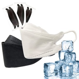 【フェザーストアブランド】冷感大きいサイズの柳葉型マスク 接触冷感 ワイドサイズの柳葉型マスク ひんやり涼しい 立体マスク 3段構造 ダイヤモンド形状 韓国マスク型 4ｍｍソフト丸紐 大きめ 立体型マスク 立体 3Dマスク おしゃれ 大人 マスク大きめサイズ 24cm 個別包装 (冷感WIDE-KFブラック, 10)