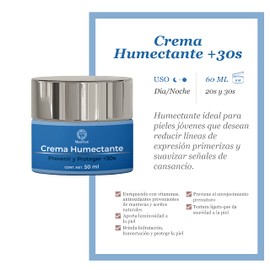 Crema Humectante +30s MatiMati Alantoína, Aloe vera, Pantenol, Vitamina E, Aceite de uva y aguacate, Manteca de karité, Antienvejecimiento, Suaviza 50 ml
