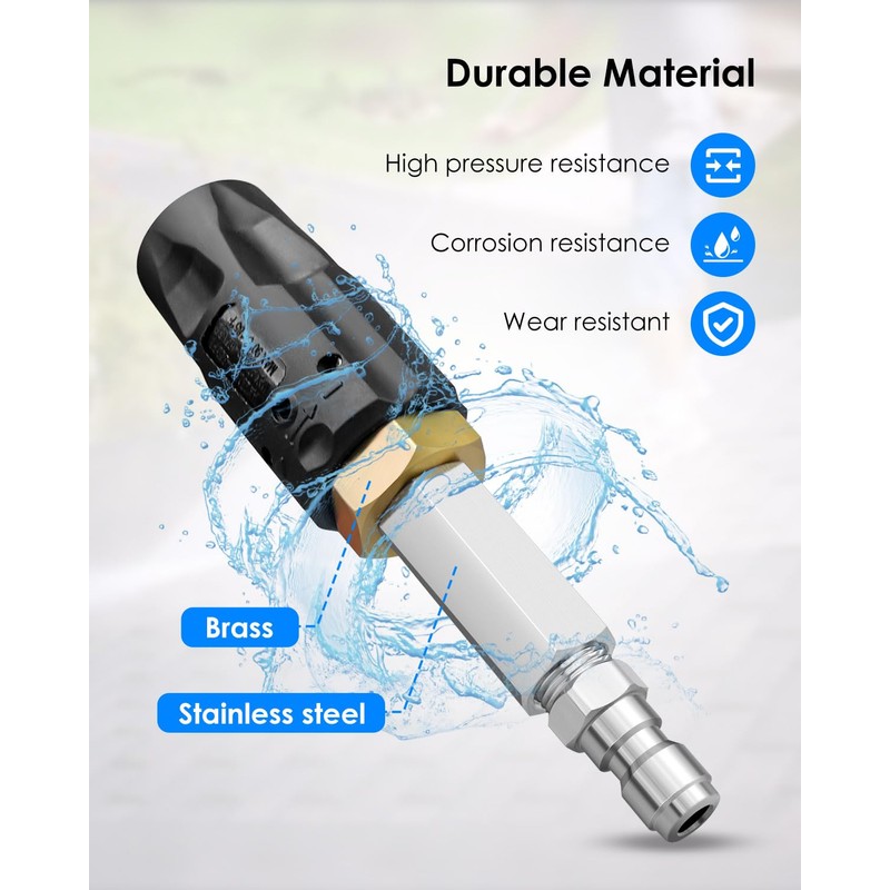 Adjustable Downstream Soft Wash Nozzle for Pressure Washer 3-7 GPM,