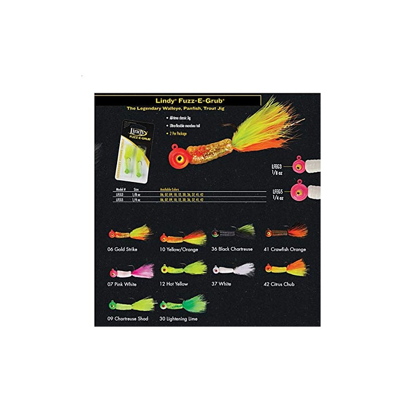 Lindy Fuzz-E Grub Jigs - White - 2 in -