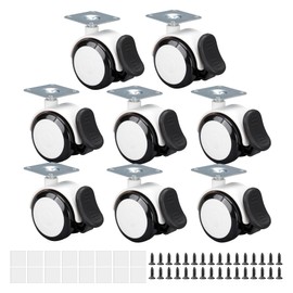 Xpang Silent Caster with Brake, Just Stick Caster Aftermarket DIY Furniture Replacement Kit for 2-inch Furniture, Load Capacity 165.5 lbs (75 kg), Replacement Screws Included (Black and White, 8pcs