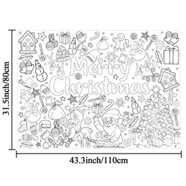 Christmas Coloring Books for Kids Xmas Giant Coloring Poster Holiday Large Coloring Tablecloth Christmas Gift Huge Table Cover for Boys Girls Classroom Home Party Supplies Favor 31.4 x 43.3 Inch