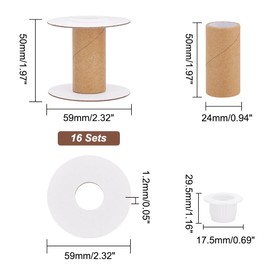 PH PandaHall 16 Sets Empty Paper Thread Spools, Wire Weaving Bobbins Paper Sewing Spools Detachable Thread Ribbon Holder for Yarn Cord Embroidery Sewing DIY Arts Crafts, 50mm/1.97"