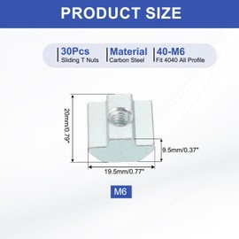 PATIKIL M6 Sliding t Nuts, 30 Pcs Hammer Head Fastener Nut Thread t Slide Drop in Nuts for European Standard 4040 Series 8 mm T-Slot Aluminum Extrusion Profile
