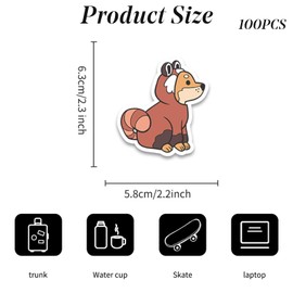 100pcs Cute Animal Stickers, Waterproof Sticker for Water Bottles, Laptop, Computer, Car, Luggage, Cup, Phone,Water Bottle Stickers