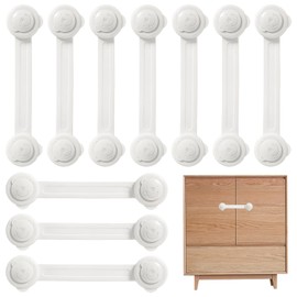 10 Stück Kindersicherung für Schrank und Schubladen, Niedlicher Bärenkopf Schubladensicherung für Baby und Kinder für Tür Schränke Kühlschrank, Schrankschloss mit Starker Kleber ohne Bohren - Weiß